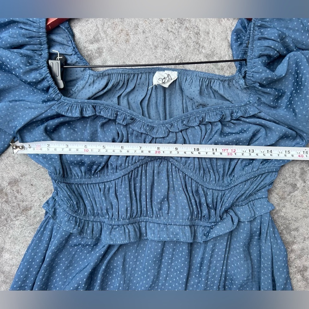 DRA Los Angeles Lola Puff Sleeve Midi Dress Peasant Swiss Dot - Picture 5 of 10